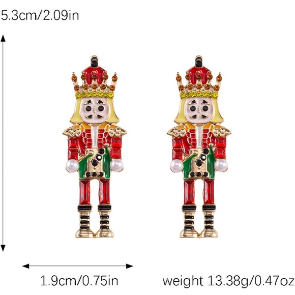 14k Nutcracker Christmas Earrings - Picture 8 of 9